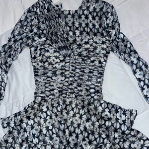 ZARA Metallic printed blue pattern mini dress NWT